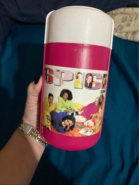 Vintage Pink and White Spice Girls Portable Container